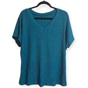 Teal V-Neck Women's Top Textured Medium NWT